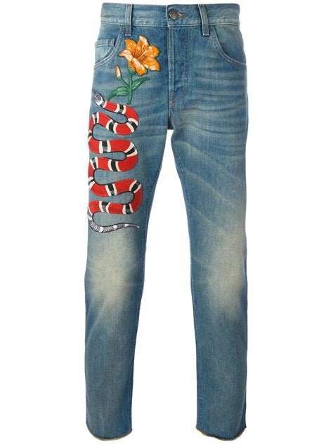 cheap gucci jeans mens|Gucci embroidered jeans men.